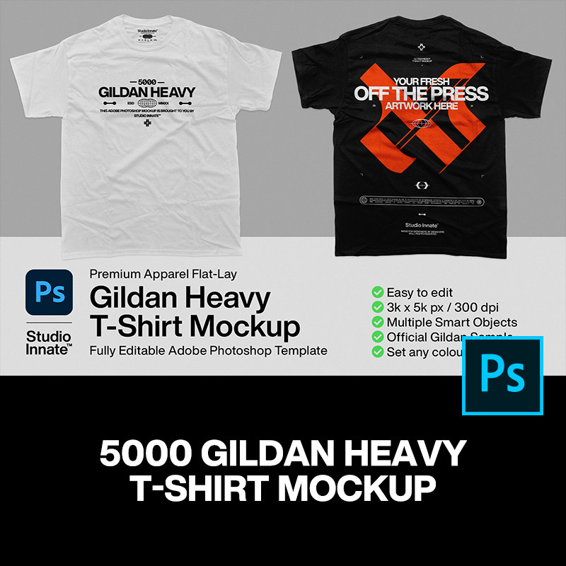 潮流短袖潮牌T恤平铺服装印花图案设计贴图ps样机素材展示模板