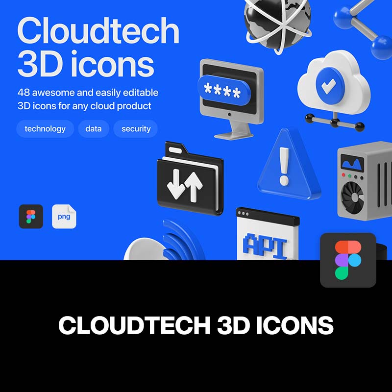 48款3D立体云端未来科技计算存储运算技术icon图标设计素材源文件