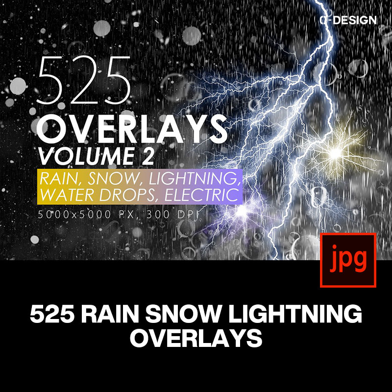 525款雷电暴雨水滴闪电暴风雪恶劣天气摄影视觉叠加背景底纹素材
