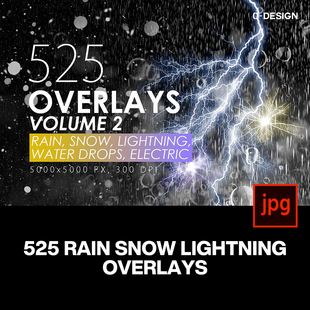 525款雷电暴雨水滴闪电暴风雪恶劣天气摄影视觉叠加背景底纹素材