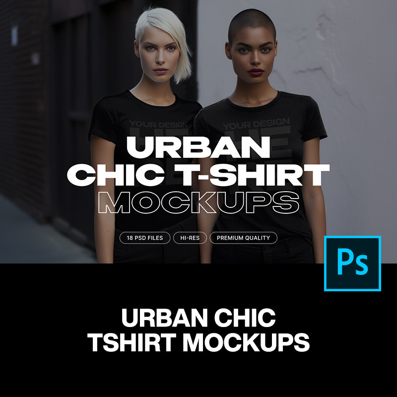 18款欧美外模街拍短袖T恤印花图案服装设计ps样机素材展示效果图