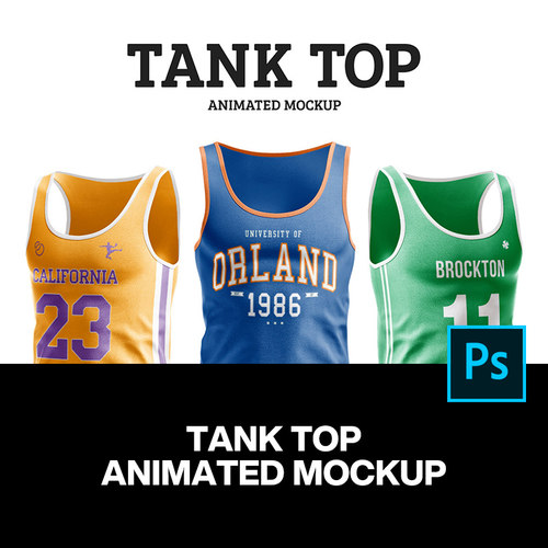 360度动态3D运动休闲无袖背心紧身内衣服装设计ps样机展示效果图