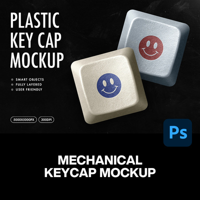 潮流复古客制化机械键盘键帽印花图案设计展示效果图ps样机素材