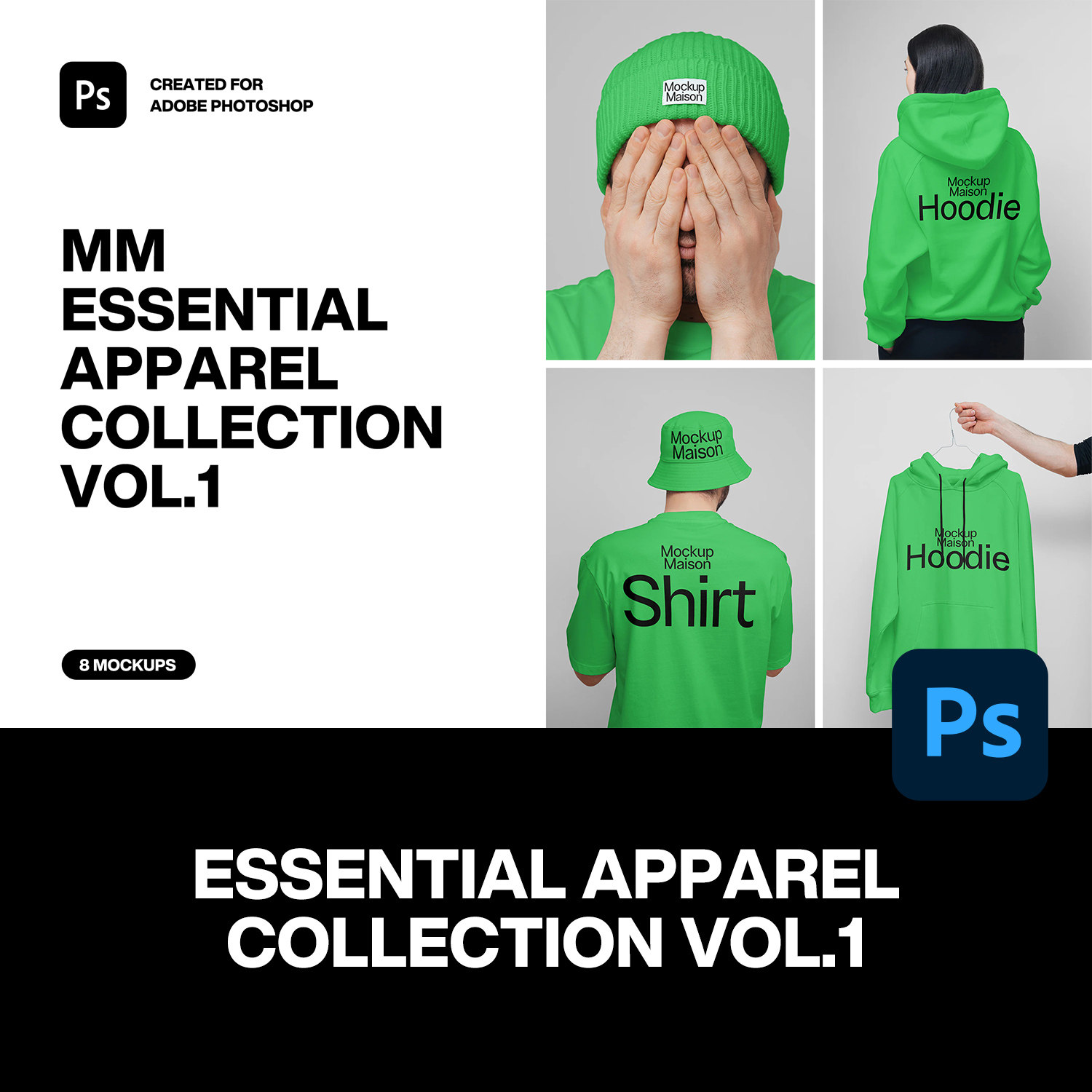 8款OOTD日常基础款T恤卫衣网红模特穿搭服装设计展示效果图ps样机