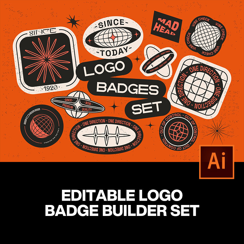 时尚街头潮流复古酸性嘻哈logo标志几何图形图标ai设计素材源文件