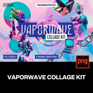 复古潮流科幻超现实主义蒸汽波霓虹赛博朋克艺术png免抠图片素材