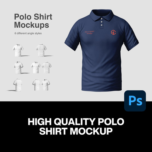 6款3D立体修身短袖T恤Polo衫上衣服装设计展示效果图ps样机素材