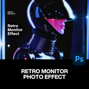 潮流复古CRT显示器LED屏幕低保真扫描线科幻怀旧ps特效样机模板