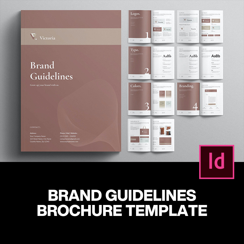 16页通用时尚A4品牌VI手册规范指南配色排版设计id版式素材模板