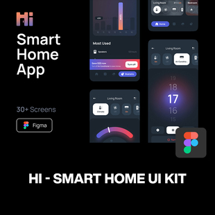 极简智能家居电器控制系统应用app用户界面ui设计开发素材模板