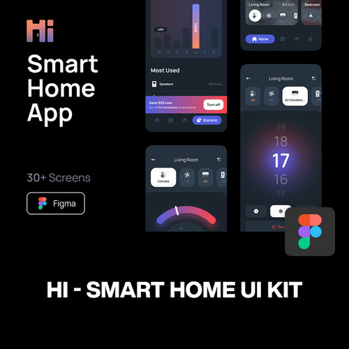 极简智能家居电器控制系统应用app用户界面ui设计开发素材模板