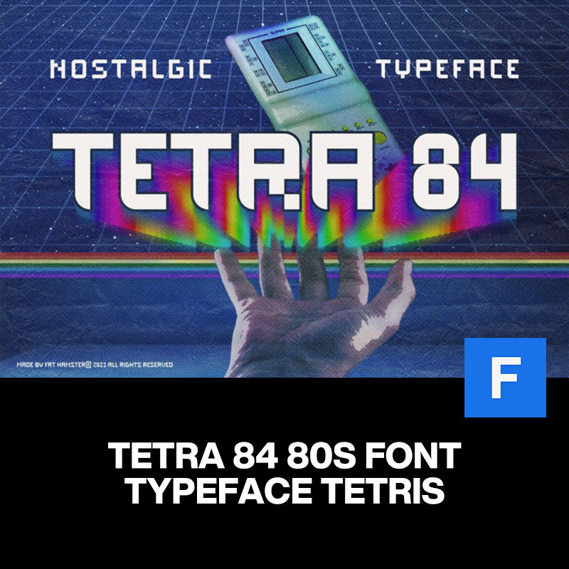 80年代tetra 84潮流复古科幻怀旧y2k像素马赛克海报标题英文字体