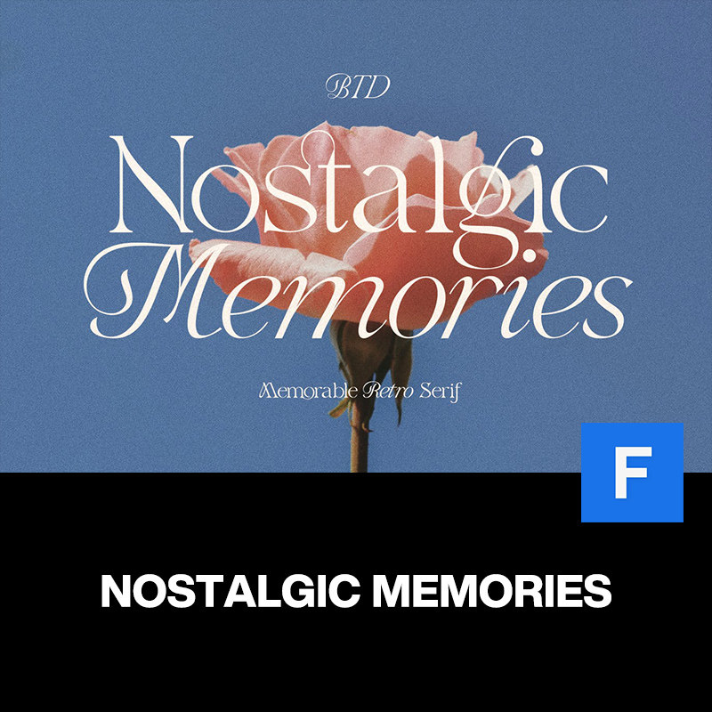 4款80年代优雅复古品牌logo杂志排版请柬邀请函衬线英文字体家族