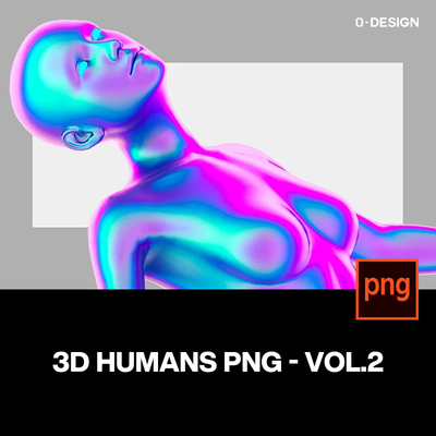 45款潮流复古赛博朋克科幻3D抽象镭射热像仪人体人物png设计素材