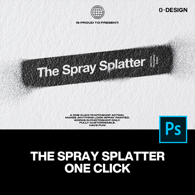 逼真潮流复古涂鸦喷漆飞溅喷溅logo标题ps动作插件特效生成模板