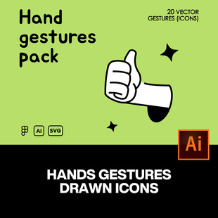 20款 趣味卡通手绘手势动作手语手指手型插图插画图标矢量设计素材