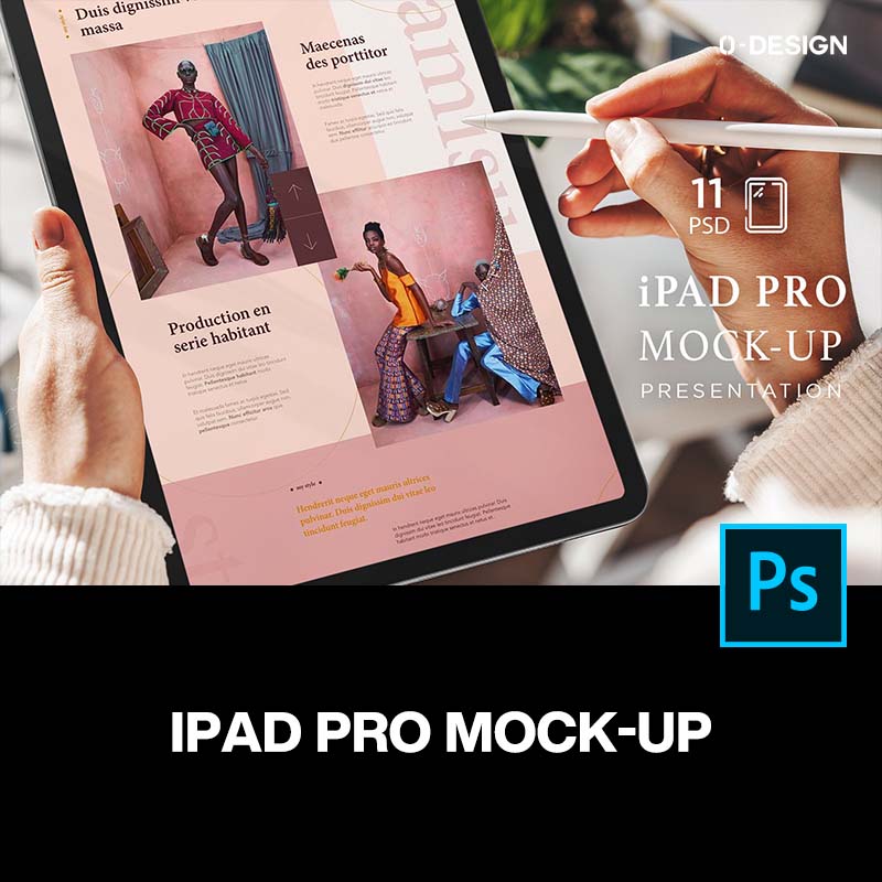 11款iPad Pro平板电脑手绘ui界面设计贴图ps样机素材场景展示模板图片
