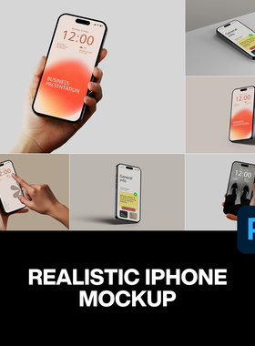 6款简约实拍手持iPhone苹果手机UI设计作品展示效果图ps样机素材