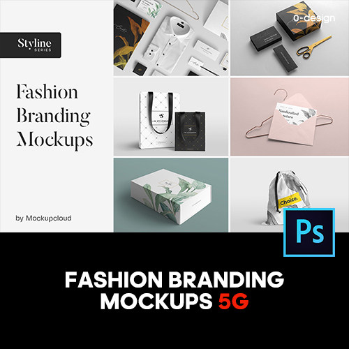 32款极简服装标签包装盒纸袋品牌VI应用设计作品贴图ps样机素材