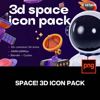 33款3D趣味卡通宇航员太空宇宙航天飞船天文png免抠插图插画素材