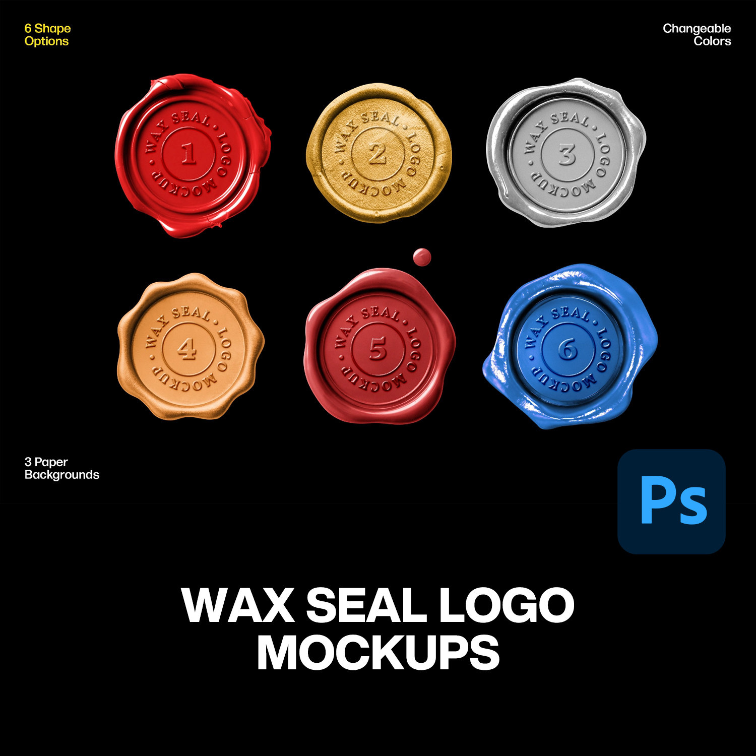 6款复古信件封蜡火漆蜡封印章商标Logo设计展示效果图ps样机素材