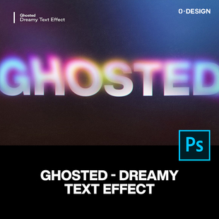 潮流时尚炫彩梦幻模糊彩虹酒吧logo海报标题特效字体ps样机模板