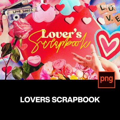 50款复古怀旧街头潮流情人节爱情婚礼剪报拼贴png免抠图片素材