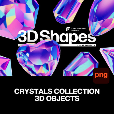 30款时尚3D立体高清虹彩Y2K渐变折射玻璃水晶宝石png免抠图片素材