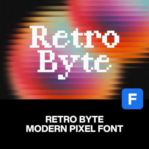 Retro Byte潮流复古怀旧游戏海报封面标题马赛克像素风英文字体包