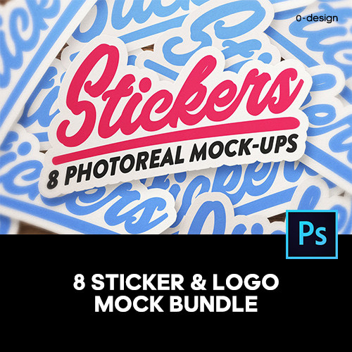 8款异形复古褶皱不干胶贴纸设计作品贴图ps样机素材展示效果模板