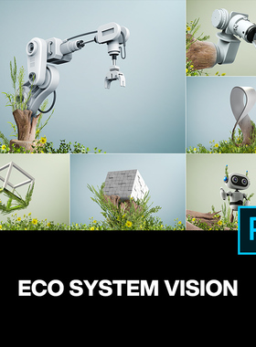 11款ECO生态绿色环保低碳机械臂科幻主视觉海报设计ps分层素材