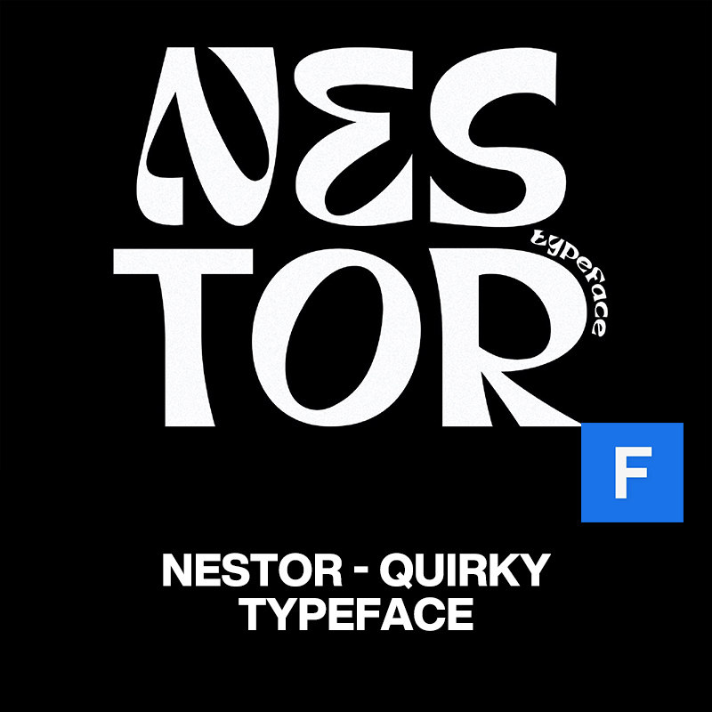 nestor潮流复古卡通酸性逆反差潮牌logo海报标题装饰英文字体包