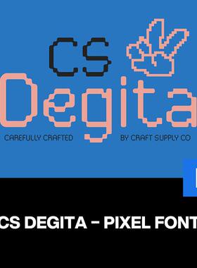 CS Degita复古怀旧数字科技潮流海报标题圆角马赛克像素英文字体