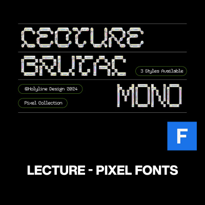 3款Lecture潮流复古未来科幻怀旧像素风街机游戏标题装饰英文字体