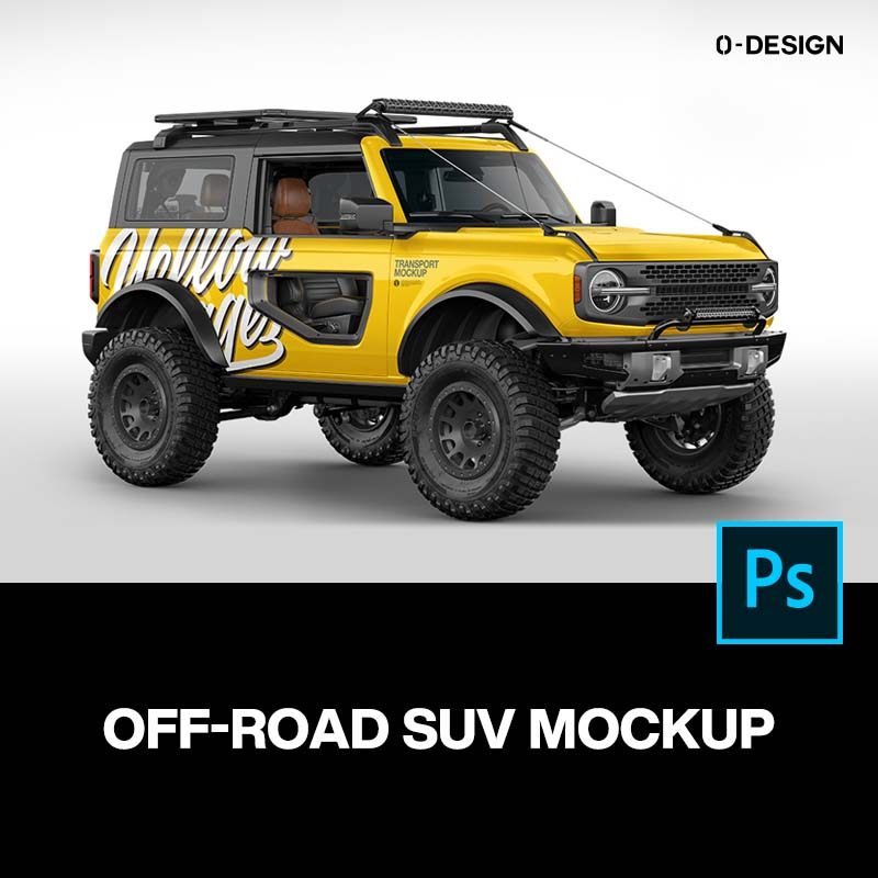 福特bronco户外suv越野车汽车涂装改色设计ps样机素材展示效果图