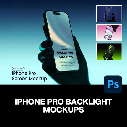 8款逆光手持iPhone苹果手机广告UI设计作品场景展示效果图ps样机