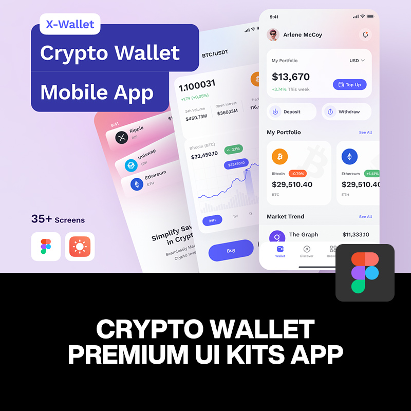 时尚金融交易加密钱包投资理财银行财务管理App应用ui界面模板