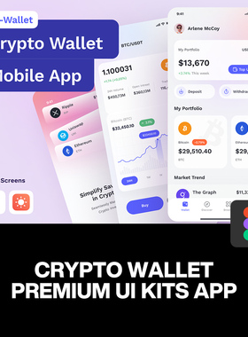 时尚金融交易加密钱包投资理财银行财务管理App应用ui界面模板