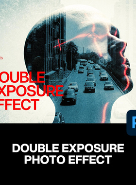 复古双重曝光叠加重影电影胶片人像风景海报后期PS特效样机模板
