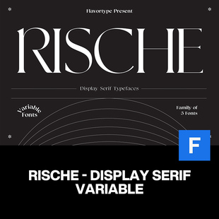 5款Rische现代潮流时尚海报杂志封面标题装饰衬线英文字体家族