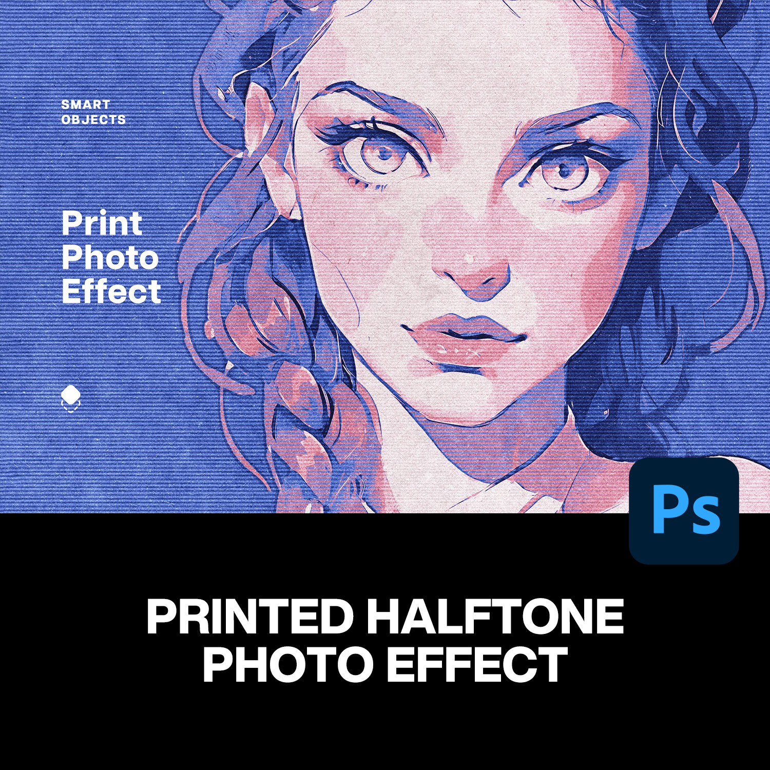 潮流复古印刷做旧粗糙条纹半调肌理动漫插画后期ps特效样机模板