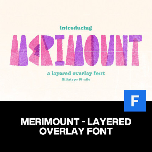 Merimount创意潮流艺术堆叠几何时尚文创海报标题手写英文字体包