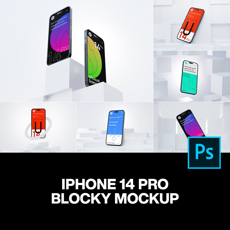 16款iphone14手机app设计作品贴图ps样机素材极简场景展示效果图