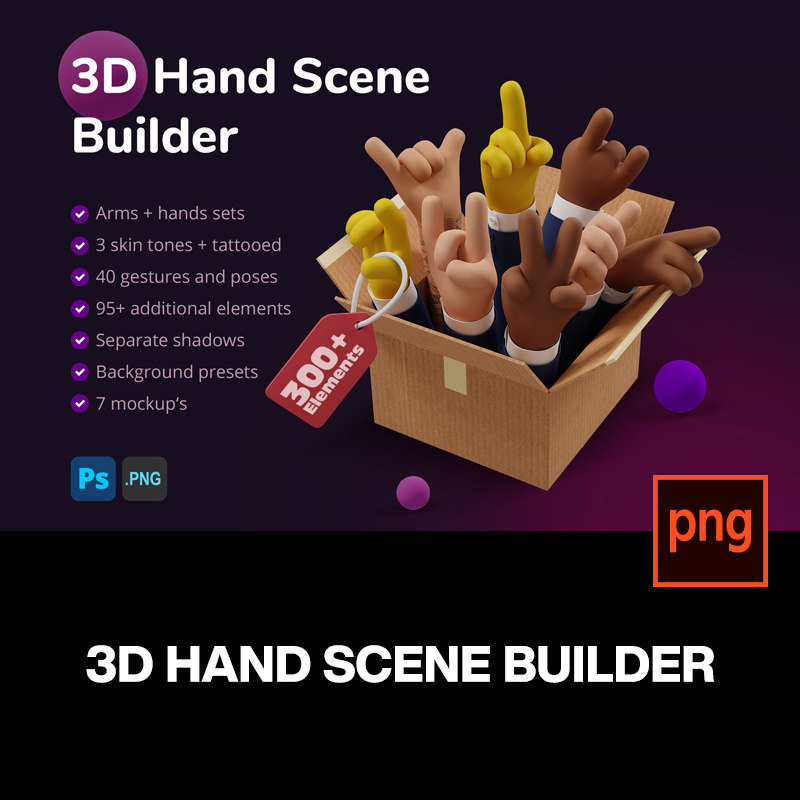 76款创意卡通3D趣味手指手势动作插图插画png免抠图片设计素材
