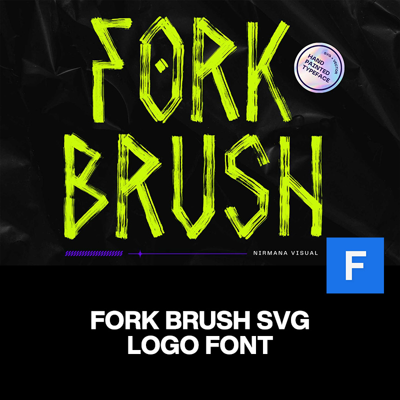 Fork Brush潮流街头油漆刷笔刷手工毛刷海报标题手写英文字体包