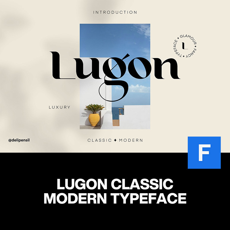 4款lugon现代时尚酸性经典品牌logo海报杂志封面标题装饰英文字体