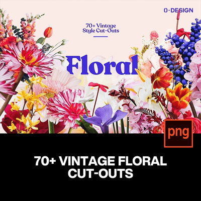 71款潮流复古拼贴剪报植物花卉png免抠图片平面设计素材源文件