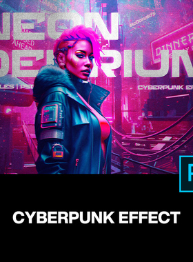 6款未来科幻赛博朋克电竞夜店霓虹灯图像照片滤镜ps样机特效模板