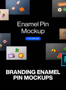 金属搪瓷珐琅徽章胸针配饰冰箱贴文创周边设计展示效果图ps样机