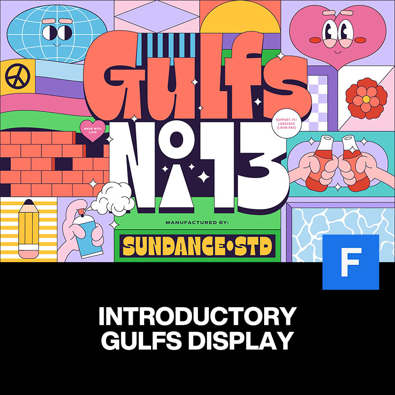 gulfs display 14款创意漫画卡通复古酸性潮流装饰英文字体家素材